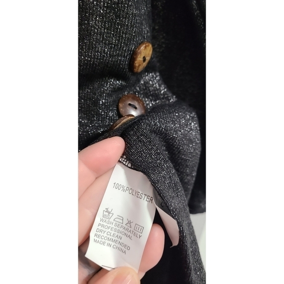 Trïbe Black Sparkle 3/4 Sleeve Sweater Top Tunic Size Medium NWT - Picture 5 of 5